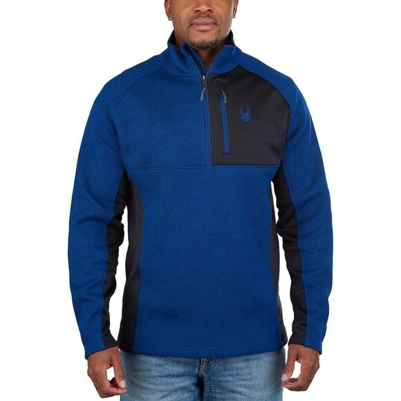 Spyder Men's Jacket Bandit Blue X-Large Half Zip Gait Knit Pullover Fleece - Picture 1 of 12